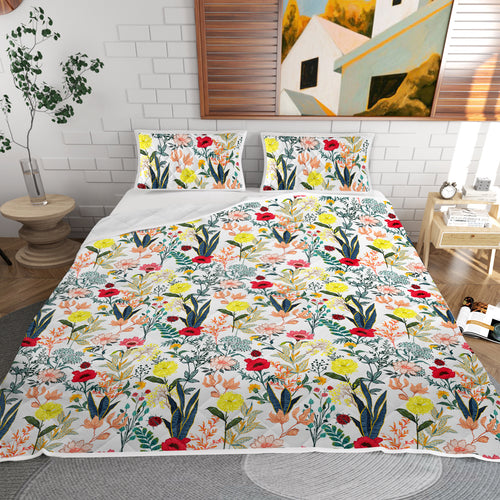 3-Piece Floral Quilt Set – Lightweight Botanical Coverlet | Twin & Full, Multicolored