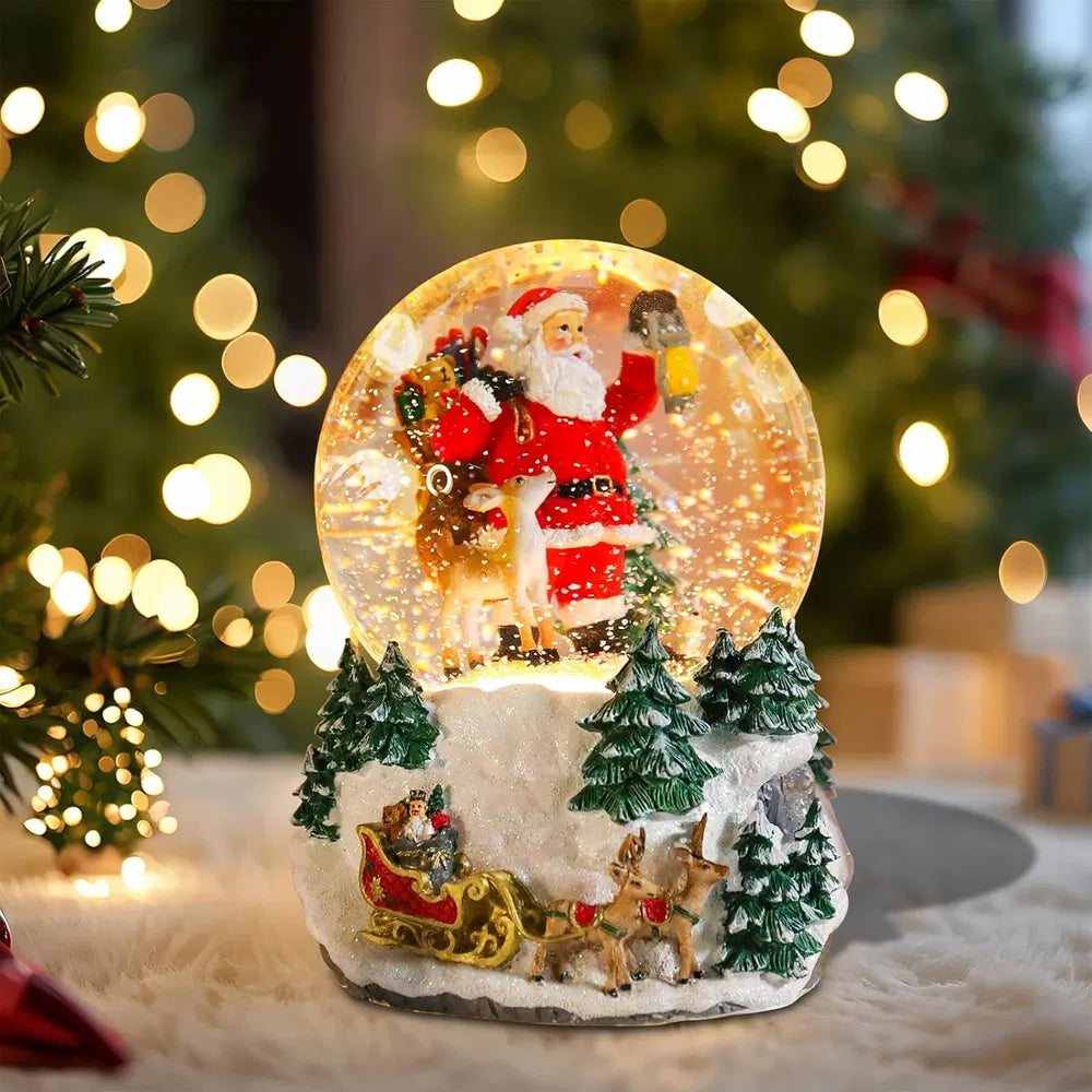 Christmas Snow Globe with Music – Gingerbread Village, 8 Songs, Color-Changing LED