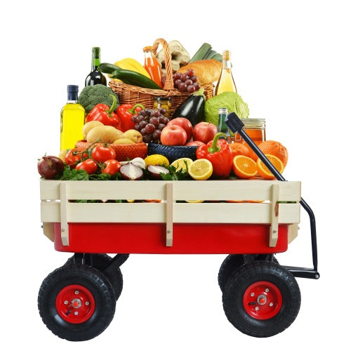 All-Terrain Garden Wagon with Wood Railing & Air Tires – 176 lb Capacity