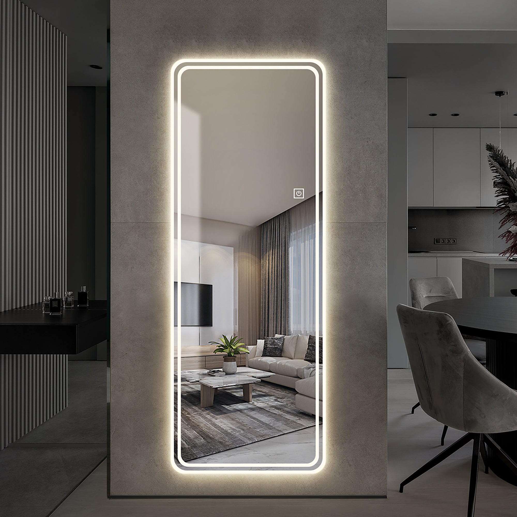 LED Full Length Mirror 65x24" — Wall Mounted, Dimmable, 3 Color Modes | Rimless