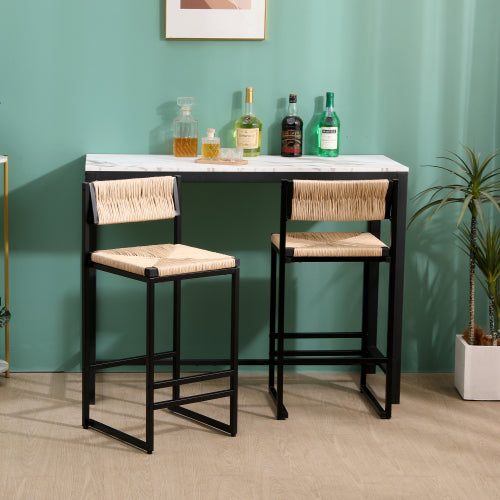 Honey Bar Stools — Set of 2 | Hand-Woven Paper Rope & Metal Frame