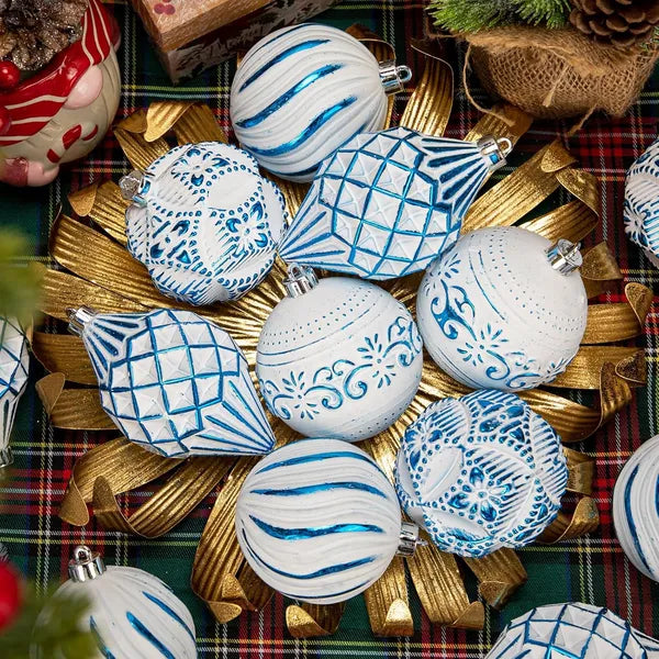 Christmas Ball Ornaments Set of 16 – Shatterproof, Hand-Painted | 9 Colors