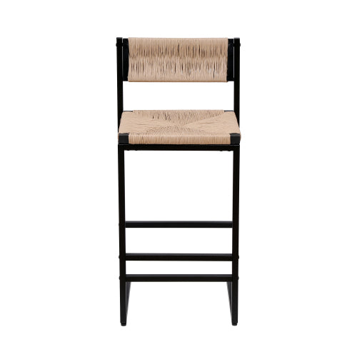 Honey Bar Stools — Set of 2 | Hand-Woven Paper Rope & Metal Frame