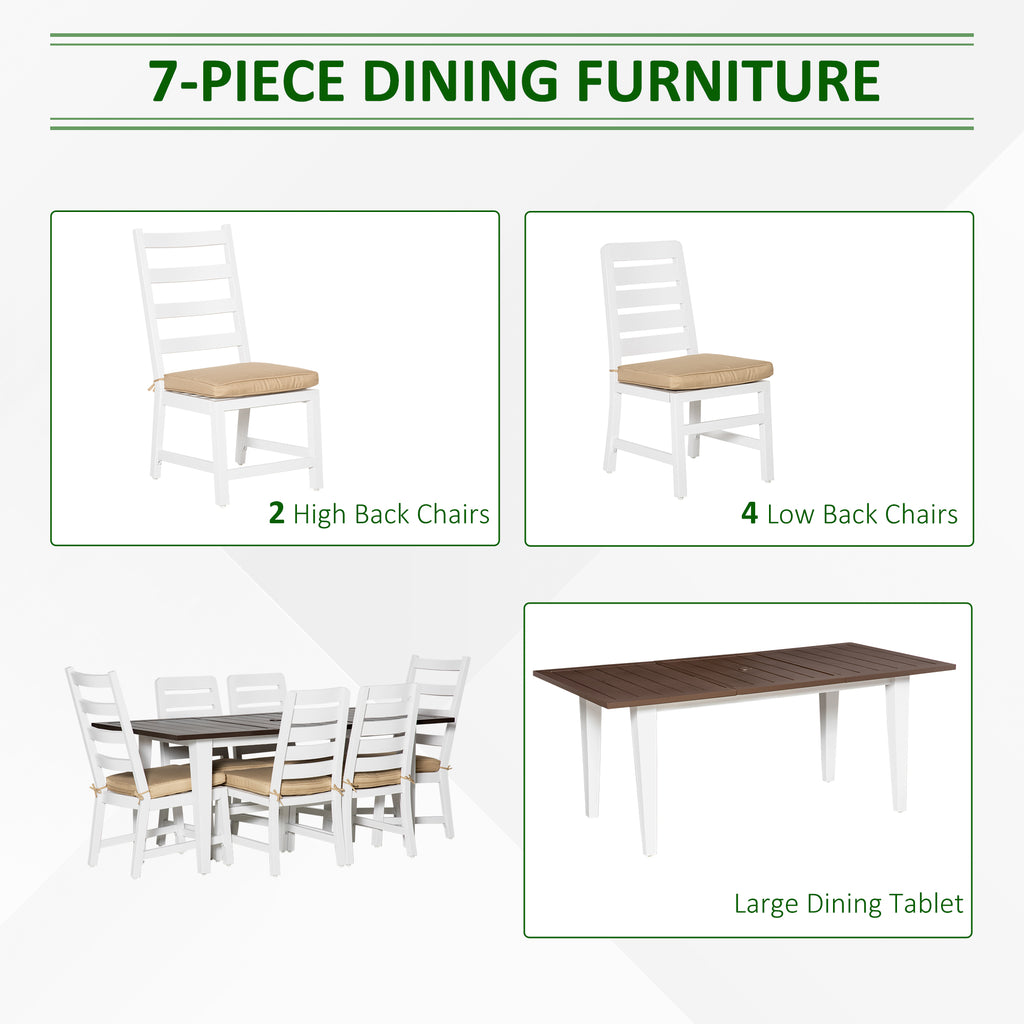 7-piece dining furniture set with table and chairs on a white background