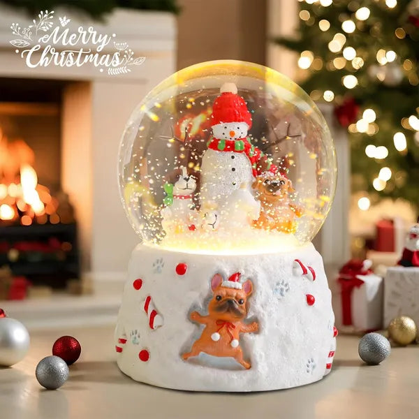 Christmas Snow Globe with Music – Gingerbread Village, 8 Songs, Color-Changing LED