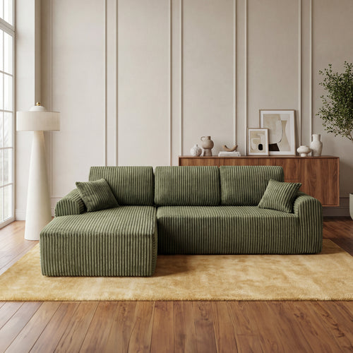 109" Green Modular Cloud Sectional Sofa with L-Shape Chaise – No Assembly Required