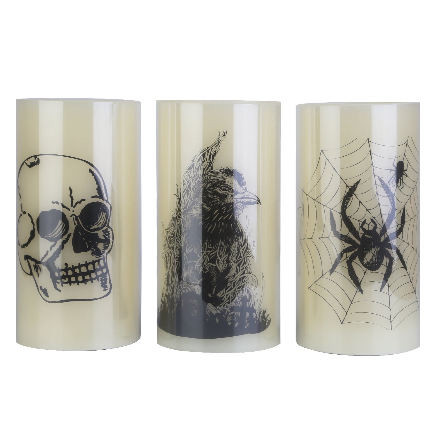 Halloween Flameless Candle Lamps with Timer — 3-Pack Battery Operated Warm Light
