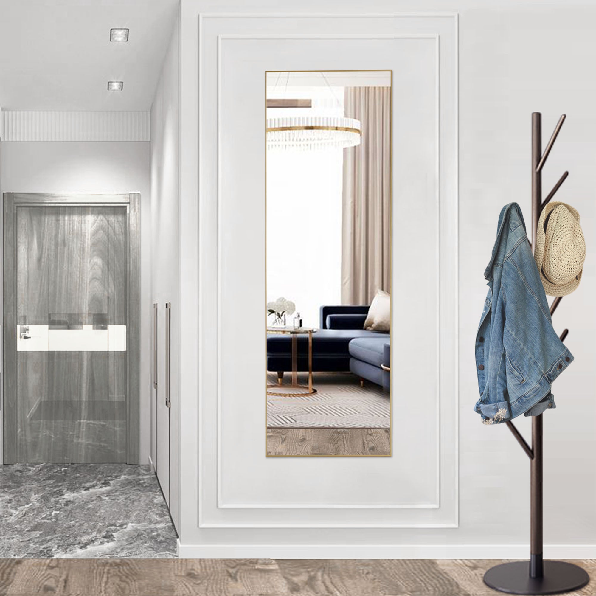 Floor Standing Mirror — Aluminum Alloy Thin Frame | Arched & Rectangular | 59" & 64" |