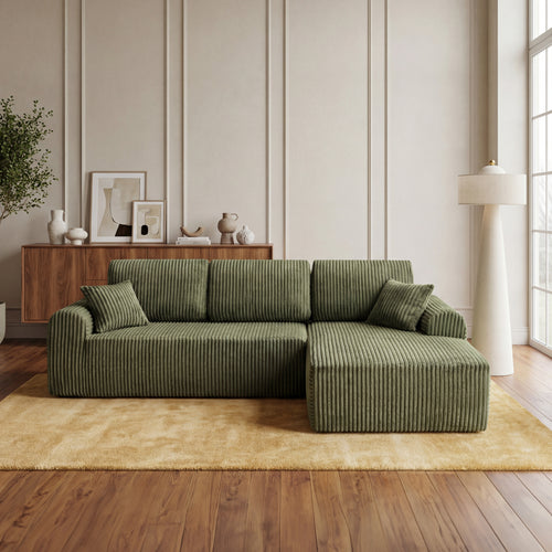 109" Green Modular Cloud Sectional Sofa with L-Shape Chaise – No Assembly Required