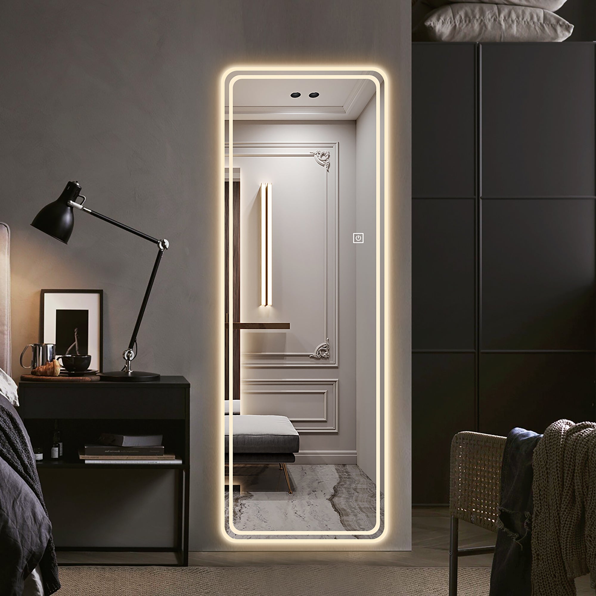 LED Full Length Mirror 65x24" — Wall Mounted, Dimmable, 3 Color Modes | Rimless