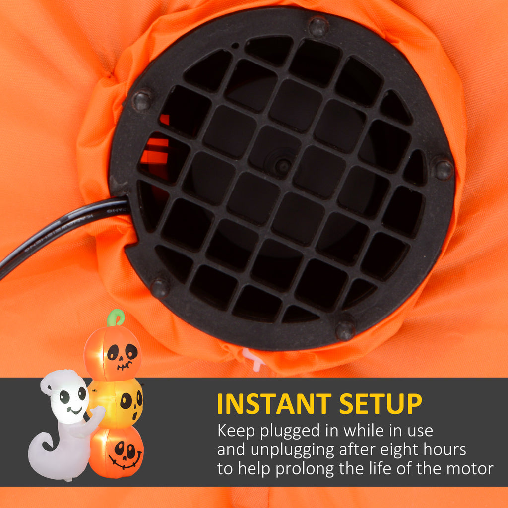 Black fan motor on an orange background with text about instant setup.