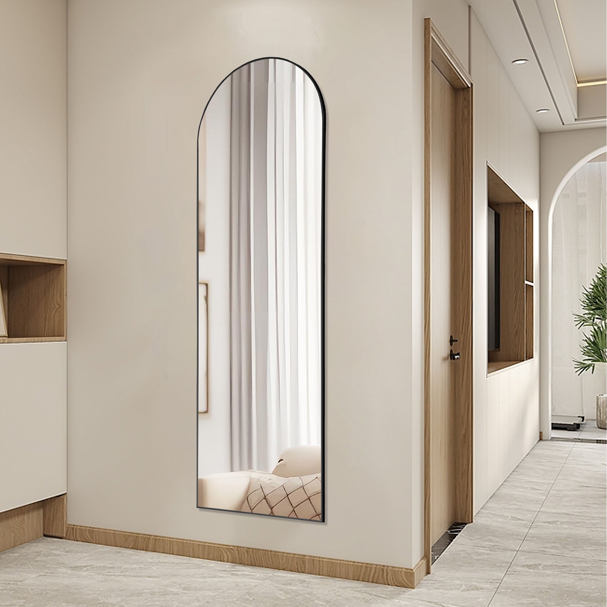 Floor Standing Mirror — Aluminum Alloy Thin Frame | Arched & Rectangular | 59" & 64" |
