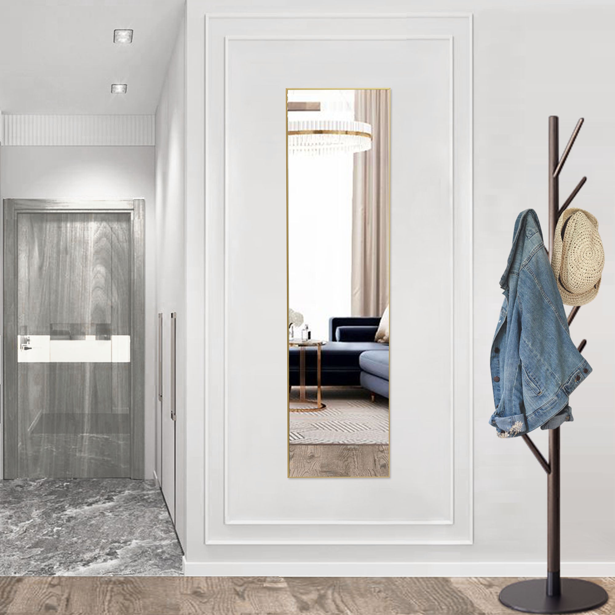 Floor Standing Mirror — Aluminum Alloy Thin Frame | Arched & Rectangular | 59" & 64" |