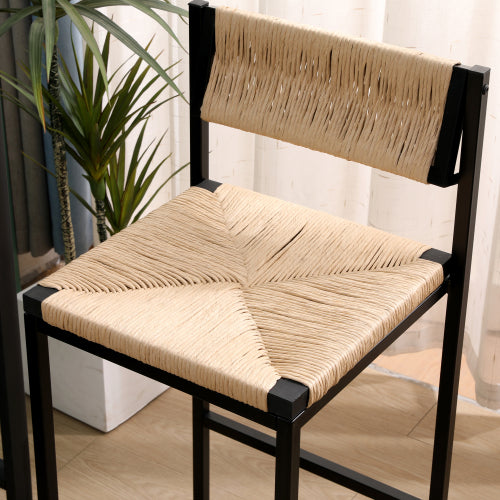 Honey Bar Stools — Set of 2 | Hand-Woven Paper Rope & Metal Frame
