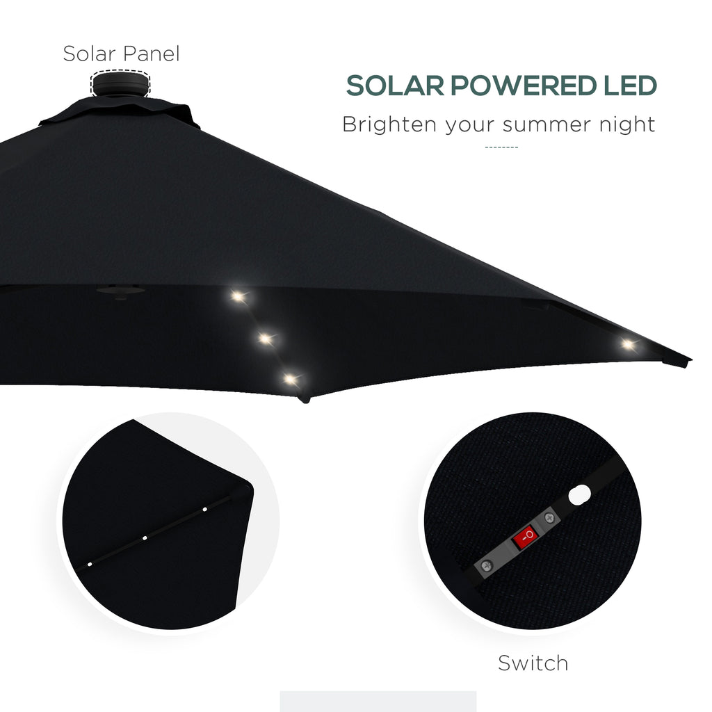 Solar LED Cantilever Parasol – Black
