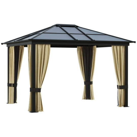 Gazebo with curtains on a white background