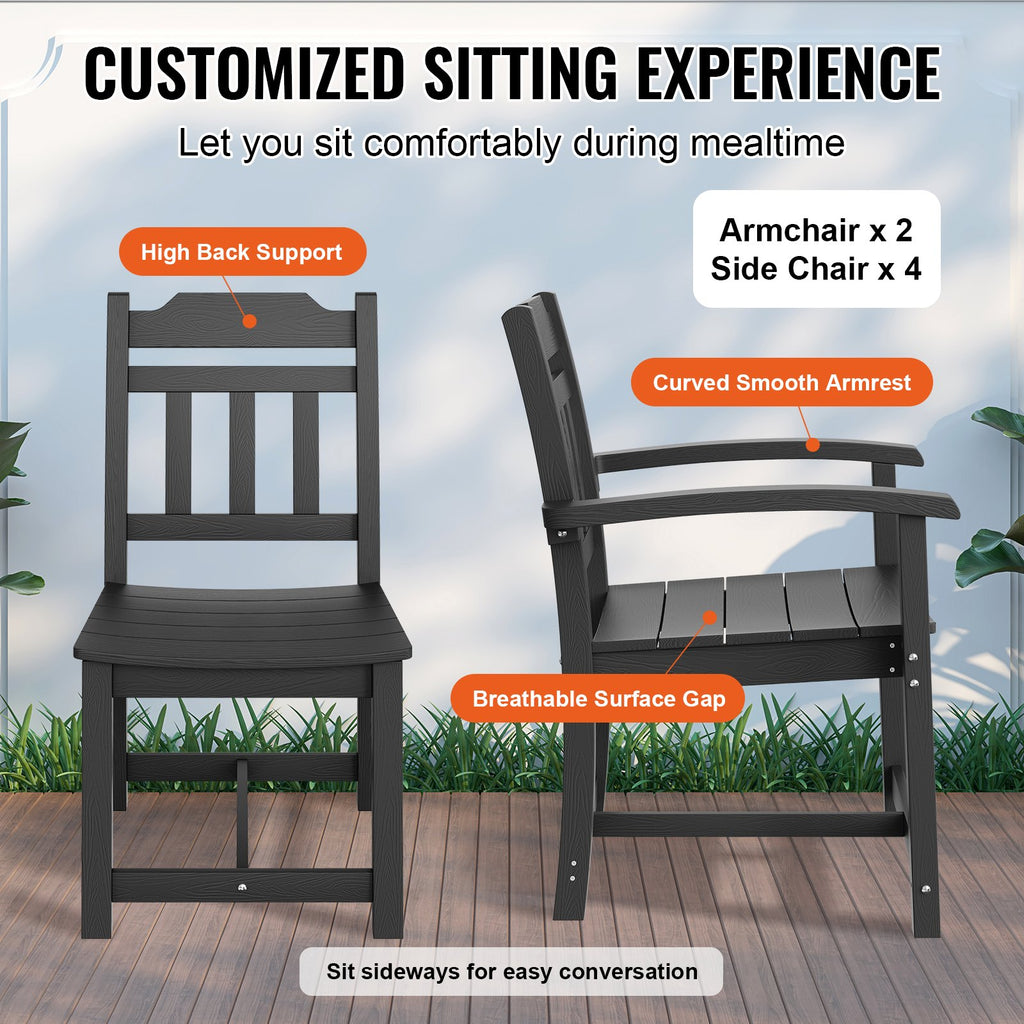 Two chairs with features highlighted on a wooden deck background