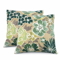 Floral patterned pillows on a white background