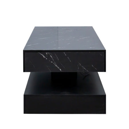 Black marble coffee table on a white background