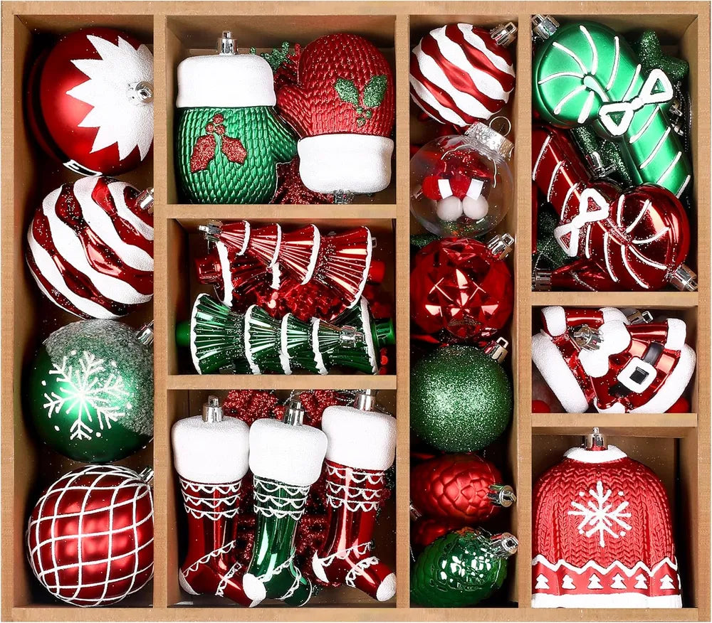 Christmas Ball Ornaments Set of 85 – Shatterproof Baubles with Hanging Strings | 5 Color Combos
