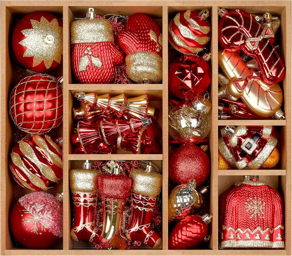 Christmas Ball Ornaments Set of 85 – Shatterproof Baubles with Hanging Strings | 5 Color Combos