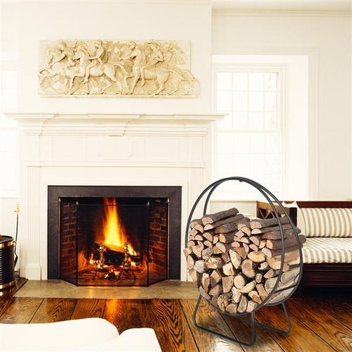 24-Inch Round Firewood Log Rack – Powder-Coated Steel, Indoor & Outdoor