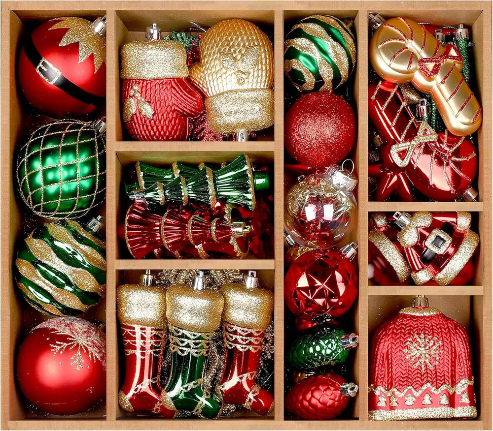 Christmas Ball Ornaments Set of 85 – Shatterproof Baubles with Hanging Strings | 5 Color Combos
