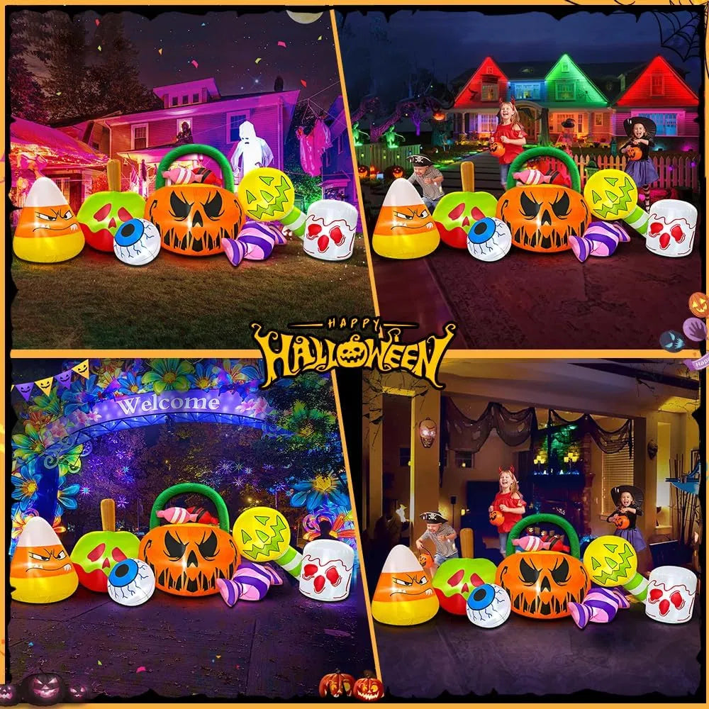 10ft Halloween Inflatable Pumpkin & Ghost Combo — LED Blow-Up Yard Decoration