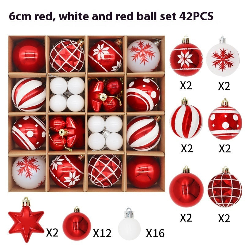Christmas Ball Ornaments Set – 6cm Electroplated Plastic | 42–44 Pcs | 8 Color Combos