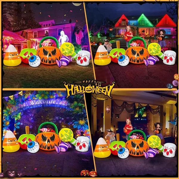 10ft Halloween Inflatable Pumpkin & Ghost Combo — LED Blow-Up Yard Decoration