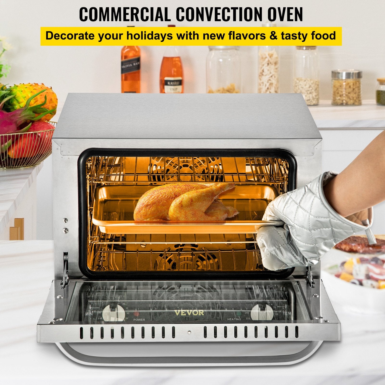 Commercial Countertop Convection Oven – 21L / 19Qt, 1440W, 3-Tier, ETL Listed | Silver