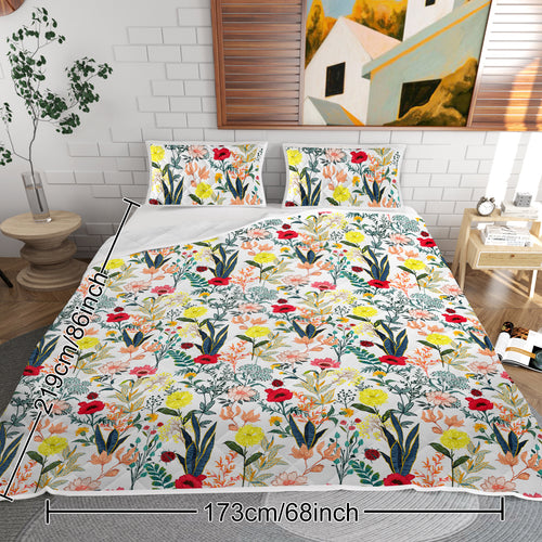 3-Piece Floral Quilt Set – Lightweight Botanical Coverlet | Twin & Full, Multicolored