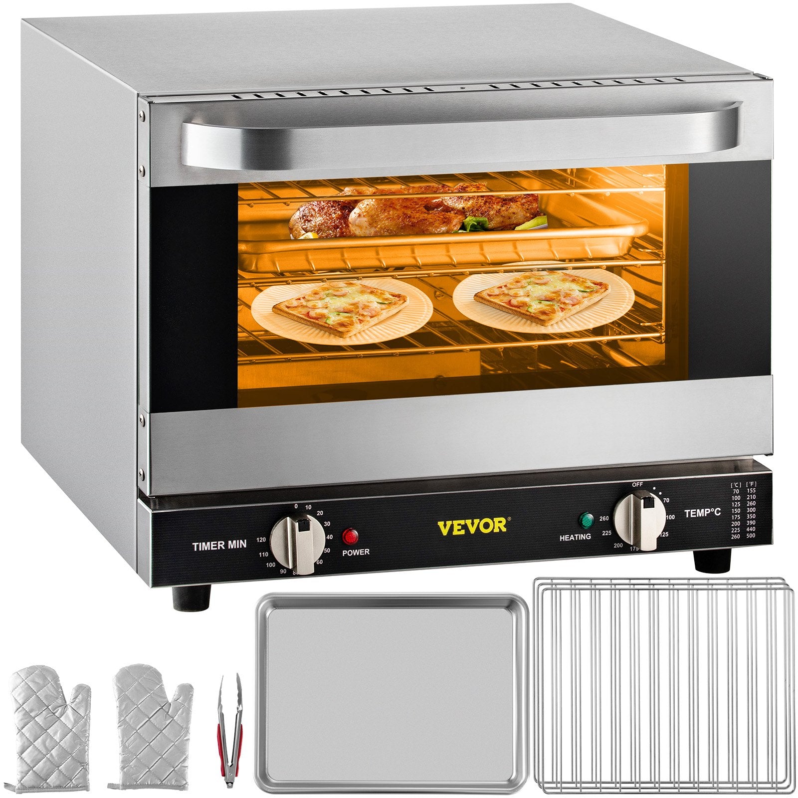 Commercial Countertop Convection Oven – 21L / 19Qt, 1440W, 3-Tier, ETL Listed | Silver