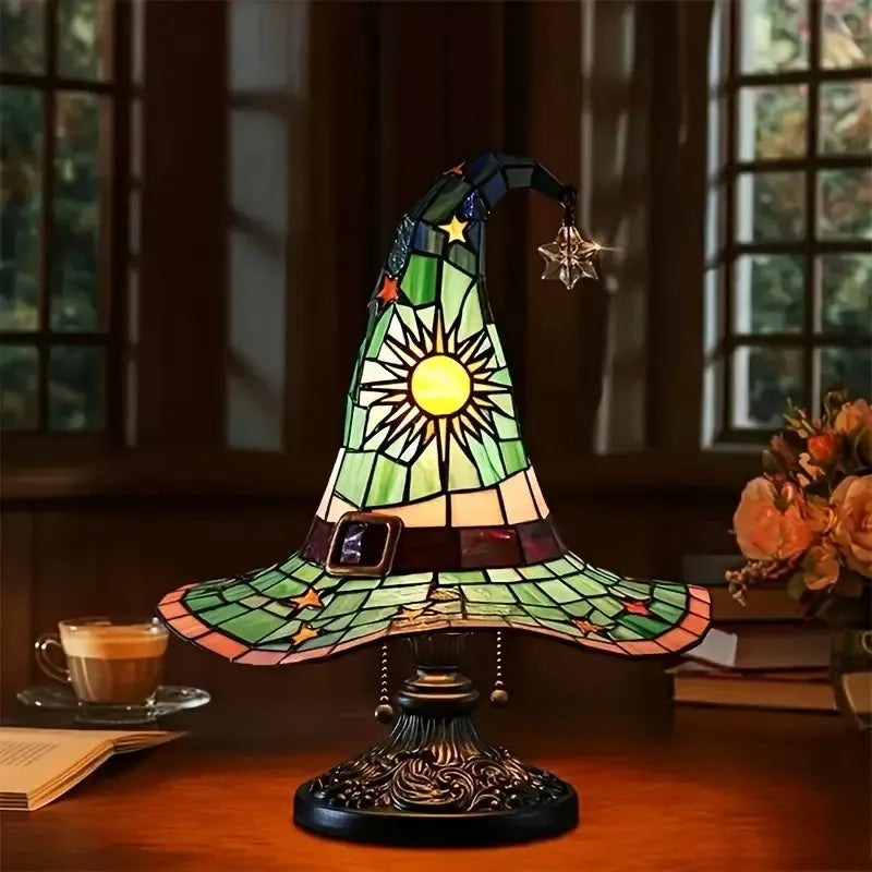 Witch Hat Lamp — USB Gothic Resin Night Light for Halloween Decor