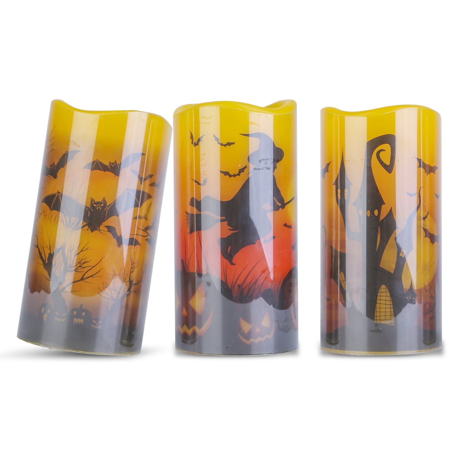 Halloween Flameless Candle Lamps with Timer — 3-Pack Battery Operated Warm Light