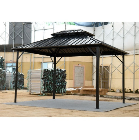 10x10 FT Permanent Hardtop Gazebo with Aluminum Frame & Steel Canopy – Steel Gray