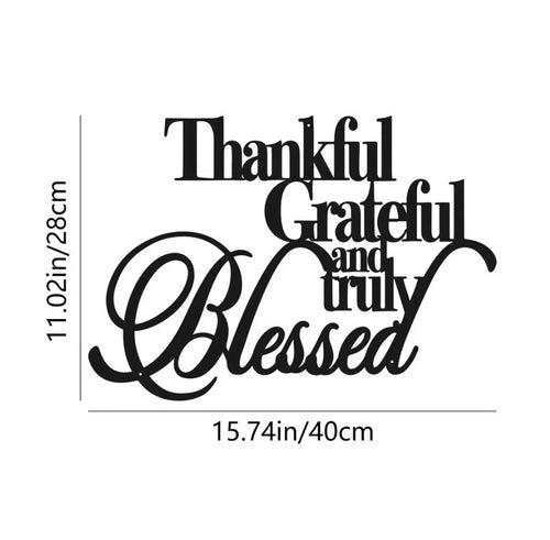"Thankful Grateful Blessed" Metal Wall Art — Inspirational Wall Sculpture | Home Decor