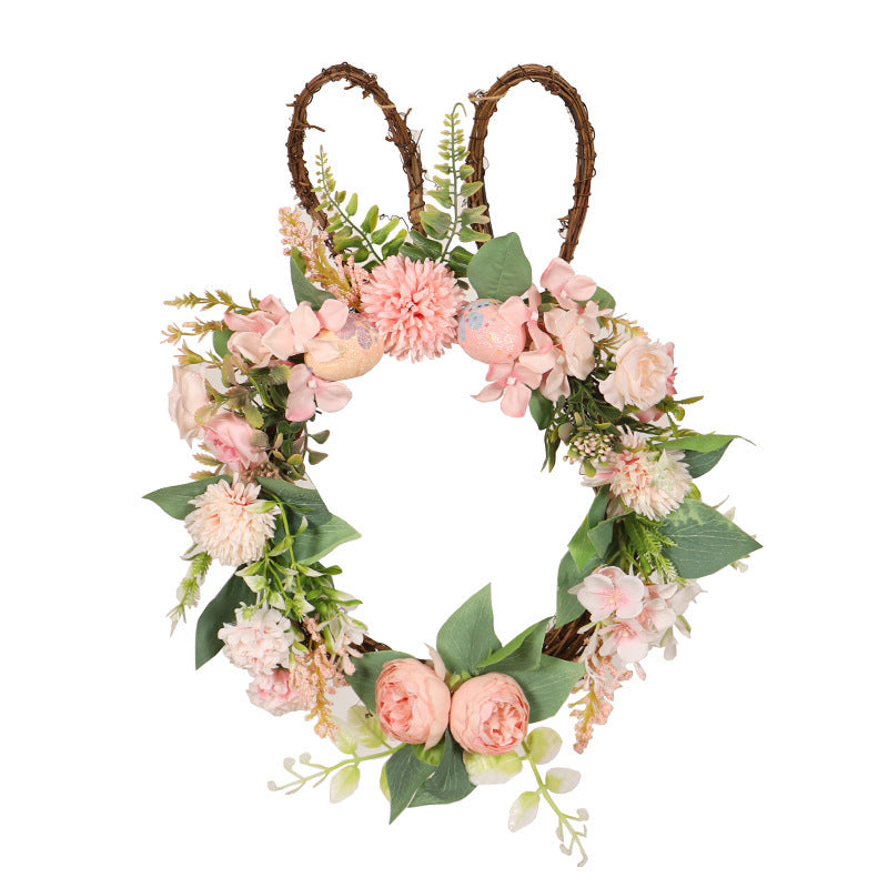 Floral wreath with bunny ears on a white background