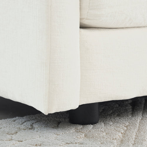 2-Piece Upholstered Sofa Set | Modular Loveseat & Couch, Chenille — White
