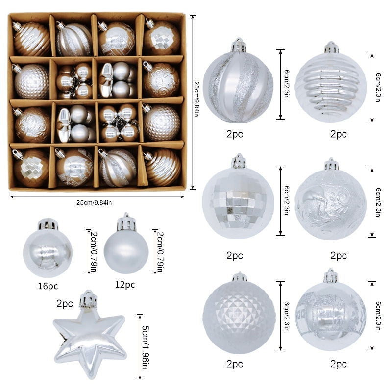 Christmas Ball Ornaments Set – 6cm Electroplated Plastic | 42–44 Pcs | 8 Color Combos