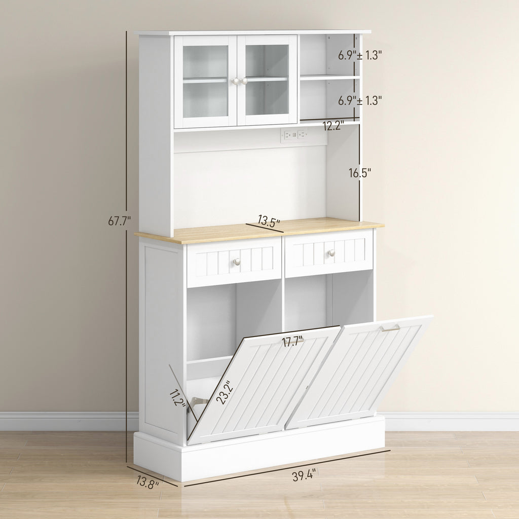 White storage cabinet with dimensions labeled on a neutral background