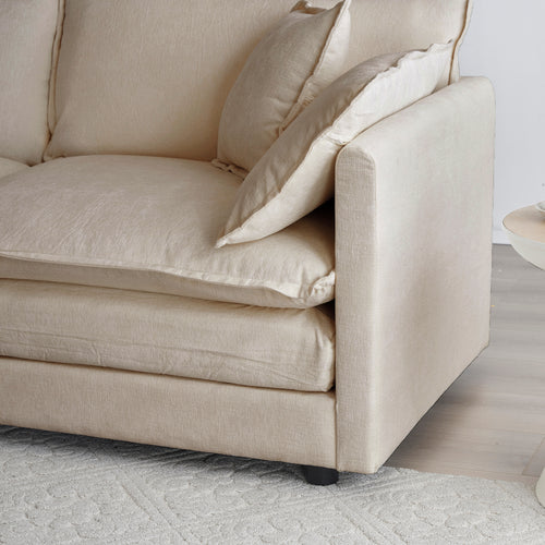 2-Piece Beige Chenille Sofa Set – Modular Loveseat & Couch for Living Room