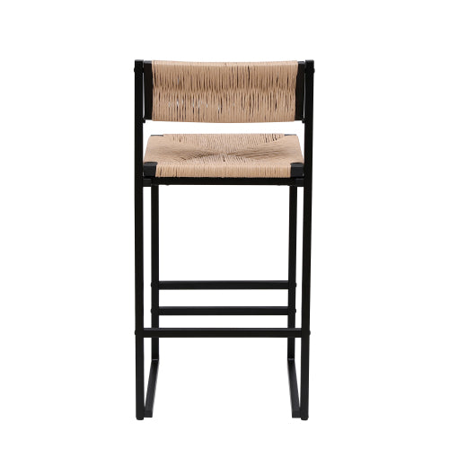Honey Bar Stools — Set of 2 | Hand-Woven Paper Rope & Metal Frame