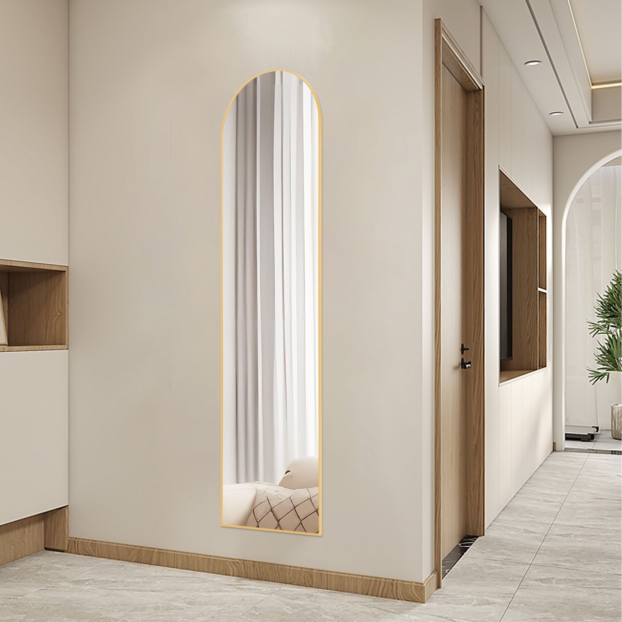 Floor Standing Mirror — Aluminum Alloy Thin Frame | Arched & Rectangular | 59" & 64" |