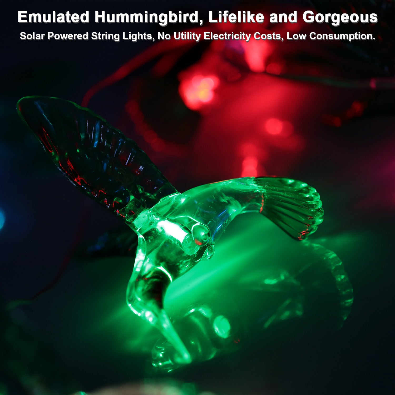 Solar Hummingbird Wind Chime Light | Color-Changing LED, Auto On/Off, IP65 Waterproof – Garden Decor