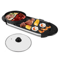 Electric grill with food on a white background