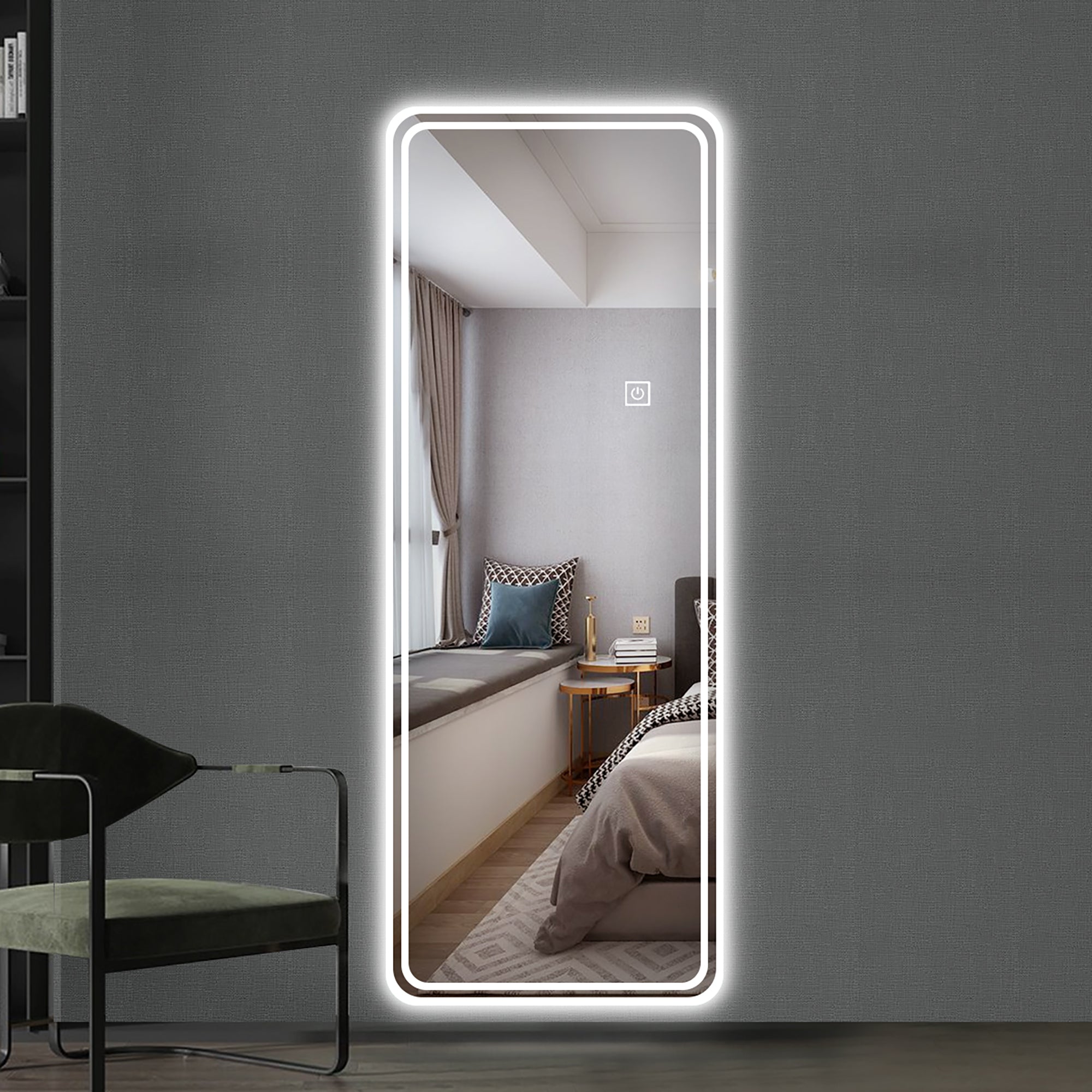 LED Full Length Mirror 65x24" — Wall Mounted, Dimmable, 3 Color Modes | Rimless