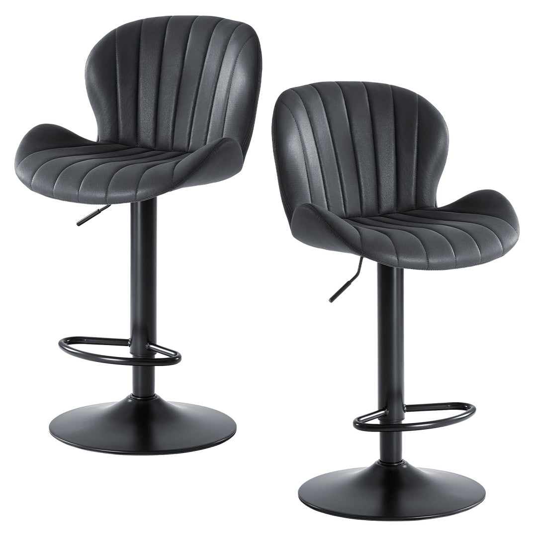 Adjustable Swivel Bar Stools — Set of 2 | Faux Leather, 300 lb Capacity