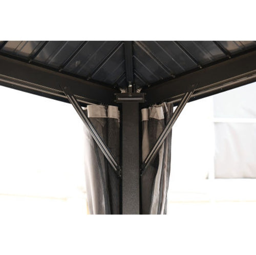 10x10 FT Permanent Hardtop Gazebo with Aluminum Frame & Steel Canopy – Steel Gray