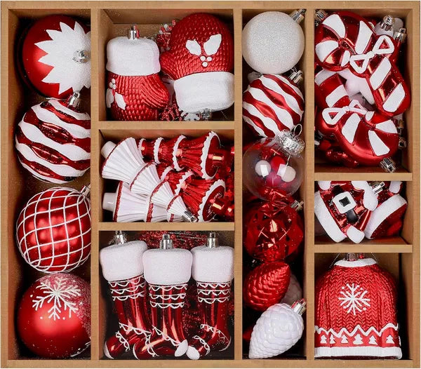 Christmas Ball Ornaments Set of 85 – Shatterproof Baubles with Hanging Strings | 5 Color Combos